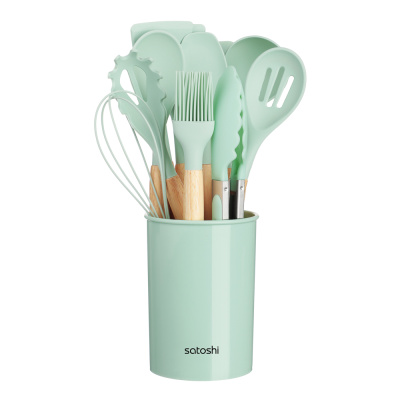 Набор кухонных принадлежностей 12пр., зеленый, силикон SATOSHI Аллон (1/24)