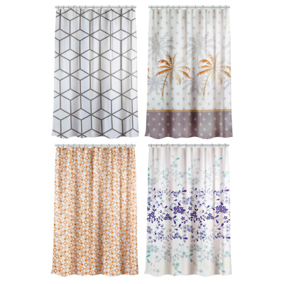 Шторка д/ванной, с утяжелит., полиэстер, 90 г/м2, 180x210см, увелич.высота,"Фабула", 4 д VETTA (1/24