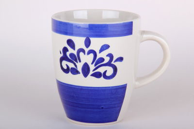 Кружка 360мл "Дамаск синий" бочка керам. (12/48)