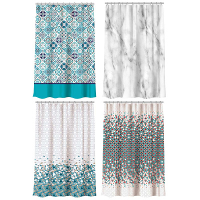 Шторка д/ванной, с утяжелителем, полиэстер, 90 г/м2, 180x180см, "Франко", 4диз VETTA (2/24)