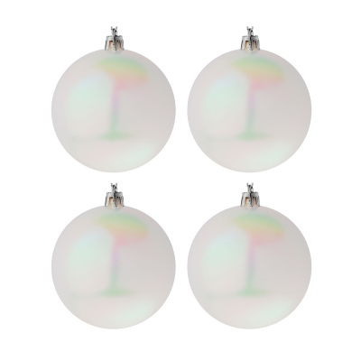 Набор шаров 4шт 8см пластик, белый перламутр СНОУ БУМ (1/48)