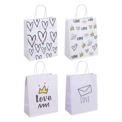 Пакет подарочный, бумажный, 22x27x11 см, 4диз, LOVE LADECOR (1/12)