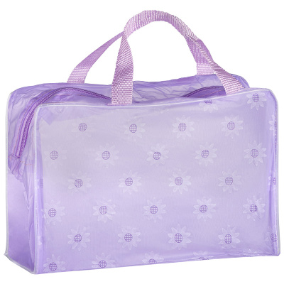 Косметичка на молнии, с ручками,20 x 8 x 13 см цвет фиолетовый (ПВХ) (1/10)