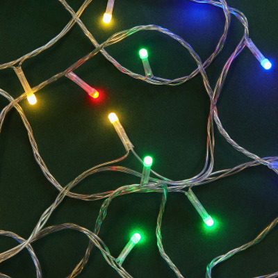 Гирлянда эл. вьюн 20м, 120LED, мульти, 8 реж, ПВХ прозр, 220В СНОУ БУМ (1/50)