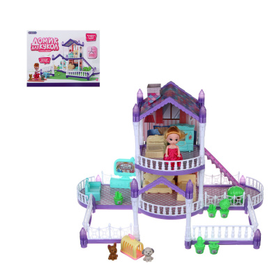 Дом для куклы с акс., питомцами и куклой, 113 пред., ABS, PP, полиэстер, 30х8х23 см ИГРОЛЕНД (1/18)