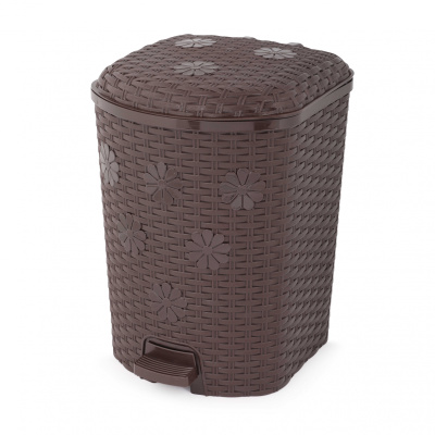Контейнер д/мусора "Плетенка" 12л (с педалью)(венге) пласт.(уп.1)