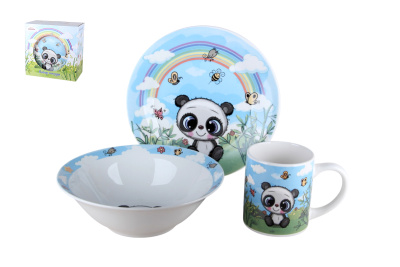 Набор посуды 3пр "Панда и бабочки" керамика (1/12)