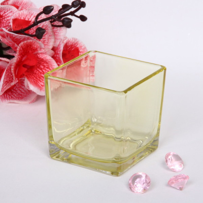 Подсвечник "Oasis-Cube" 8*8см цвет желтый (1/6)