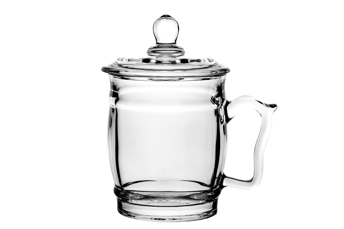 Кружка 350 мл с/крышкой стекло б/уп (2/24)