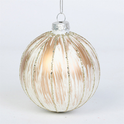 Шар "Наряд" 8см цв.золотой (стекло,полиэст.) (1/16/96)