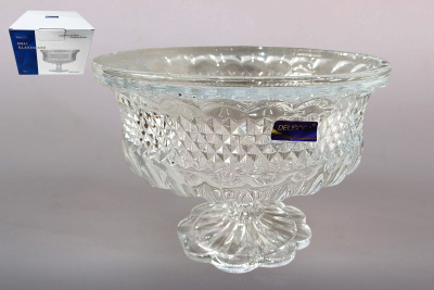 Блюдо 25х18см на ножке сервировочное (стекло) (1/4)