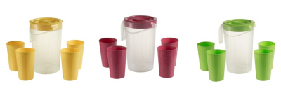 Набор посуды 6пр:кувшин 2л,стаканы 4шт*033л (2цв) (пластик) (1/8)