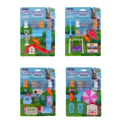 Игровой набор "Счастливая семья" Зайки на лужайке, ABS, PP, 19х4х28 см, 4 вид ИГРОЛЕНД (4/120)