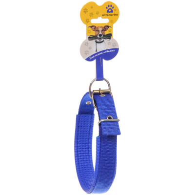 Ошейник д/собак однотонный "ЗООЛЕНД БРО"цв.синий, 2,5*54см (1/12)