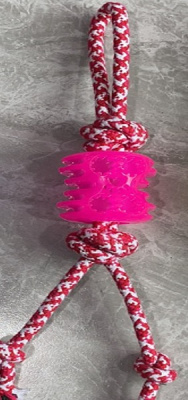 Игрушка - канат д/собак мелких и средних пород "НЕСКУЧАЙКА", цвет красный, 41см / 150гр (1/12)