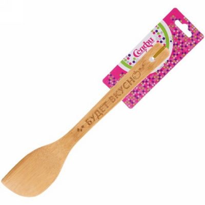 Лопатка бамбуковая 30*6см "Будет вкусно" Селфи (1/1)