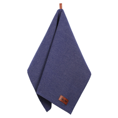 Полотенце кухонное с кожаными вставками, меланж, 50х70см, хлопок, синий IVLEV CHEF (1/12/180)