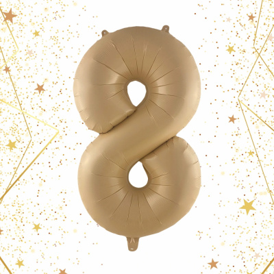 Шар фольгированный 32'/81см "Цифра "8" (шампань) (1/20)