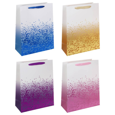 Пакет подарочный, тиснение, 32x26x10см, бумага, арт.12, 4диз тм Fntastic (12/240)