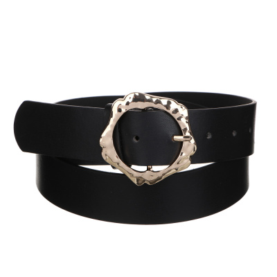 Ремень женский, ПУ, металл, ширина 3,6см, длина 95/105см, черный, РЖ2023-5 (6/120)