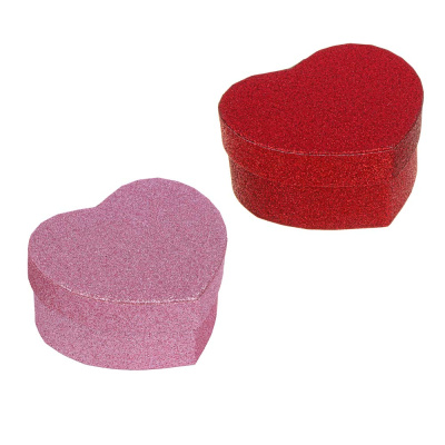 Коробка подарочная 11x9,8x5,2 см, в форме сердца, декор глиттер, 2цв (6/6)