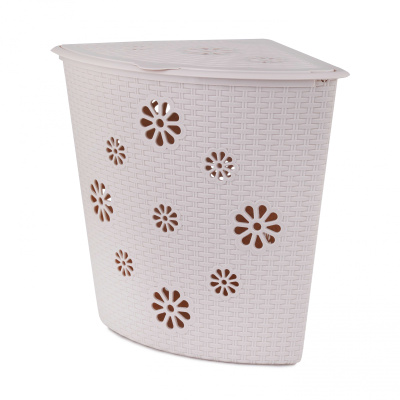 Корзина для белья 45л "Плетенка" (угловая) (слон.кость) пласт.(6)