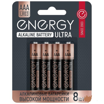 Батарейка алкалиновая Energy Ultra LR03/8B (АAА) (12/48)