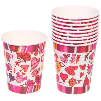 Стакан бумажный 0,2л в наборе 10 шт "Heart"(1/300)