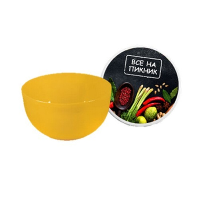 Миска с крышкой 0,6л ВСЕ НА ПИКНИК пласт.(1/15)