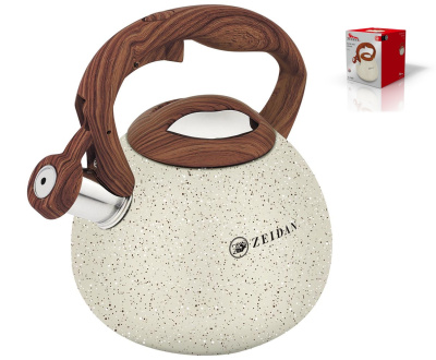 Чайник 3,0л со свистком,нжс,индукц.дно,фикс.прорез.ручка под дерево,мраморн.А/П, п/у (6)