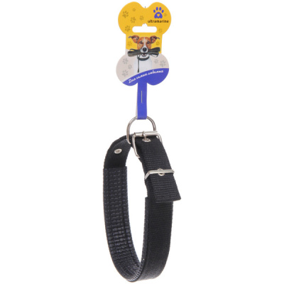 Ошейник д/собак однотонный "ЗООЛЕНД БРО", цвет черный, 2,5*54см (бирка) (1/12)