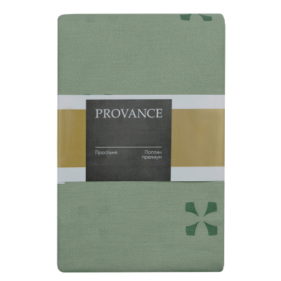 Простыня 1,5сп, 150х214см, 100% хлопок, поплин, зеленый PROVANCE (1/22)