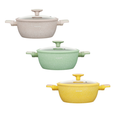 Кастрюля 3,8л, d24х10см, АП мрамор, индукция, 3цв SATOSHI Дейзи (1/6)