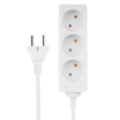 Удлинитель 3 гнезда, евро, макс. мощность1500Вт, 6A сеч. провода 0,75 кв.мм, 2м FORZA (1/40)