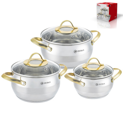 Набор посуды 6 пр.(кастр.1,9л,2,7л,3,6л)нжс,3-х слойн.капсул.дно, ст/кр, п/у (1/4)