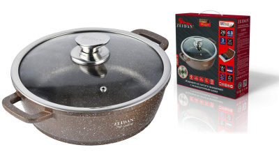 Жаровня 5,0л каменное покр, ст/кр, инд. дно, силикон.накл, п/у (лит.алюм) (1/6)