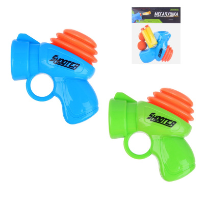 Пистолет "Мегапушка", стреляет мягк. патронами, РР, 17х15,5х5,5, 2цв ИГРОЛЕНД (6/240)