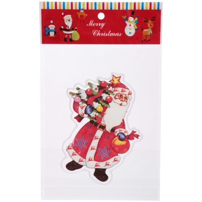 Наклейка на стекло "Дедушка с ёлкой" 15*20 см (ПВХ) (1/1)