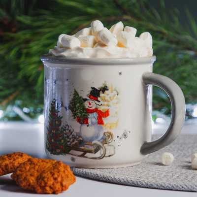 Снеговик с елкой Кружка, 390мл, под. упак. керамика MILLIMI (1/48)