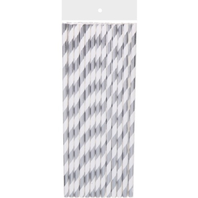 Трубочка д/коктейля "Праздник" 19,5 см d-6 мм (набор 25 шт), серебро (1/1)