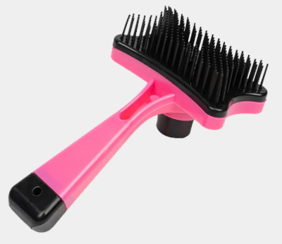 Расческа-пуходерка самоочищающаяся для собак и кошек "Пушок"цвет розовый, 13см (блистер) (1/12