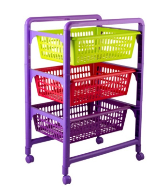 Контейнер для игрушек 3-х секц. с выдв. лотками (на колесах) пластик(2)