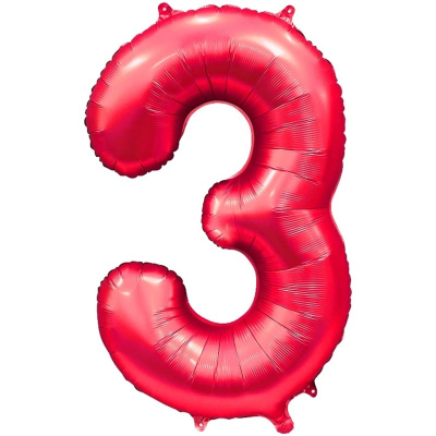 Шар фольгированный 32'/81см "Цифра 3" (красный) (1/20)