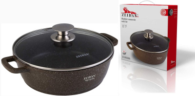 Жаровня 6,6л каменное внеш. и внутр. покр с гранит.крош, силик.накл, ст/кр п/у (лит.алюм) (4)