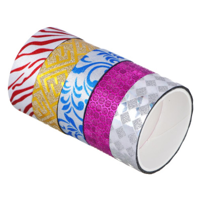 Набор клейкой ленты с блеском,1,5*270см,н-р 5шт,(8*4,5см) ПВХ (1/16/400)