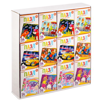 Пазлы 54дет (картон) 18*13см Мультфильмы ОРИГАМИ (16диз) (1/24/120)