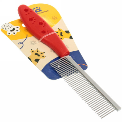 Расческа д/собак и кошек "Алиса", д/всех видов шерсти, цвет красный, 20см(1/12)