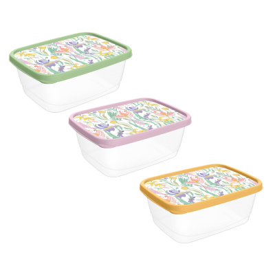 Контейнер д/продуктов прямоуг. 0,85л, пластик, 3 цв Ботаника (1/20)