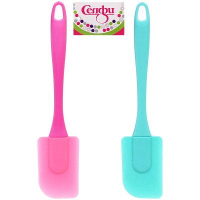 Лопатка кулинарная силиконовая 24*5см цветная ручка (12/12/360)