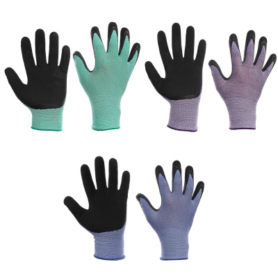 Перчатки садовые с латексным полуобливом, полиэстер,спандекс,р.9, 23см, 39г INBLOOM (1/12)